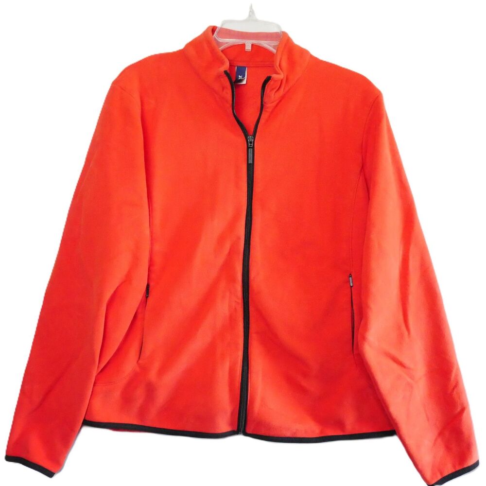 Gear Womens SIze XL Orange Fleece Jacket Front Zip Pockets Lightweight